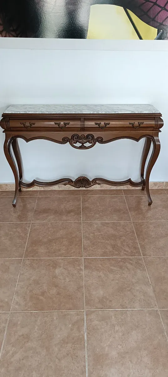 Mueble recibidor vintage madera y mármol