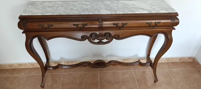Mueble recibidor vintage madera y mármol
