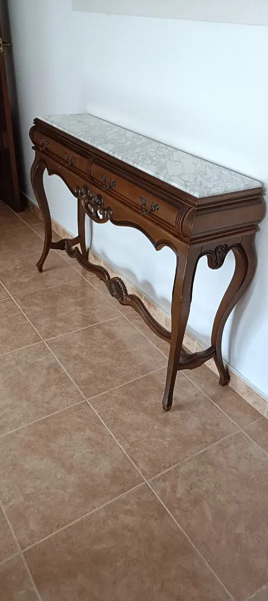 Mueble recibidor vintage madera y mármol
