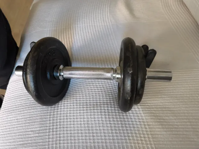 Mancuerna 9k (barra 2 discos 1'25kg y 2 disco 2'5)