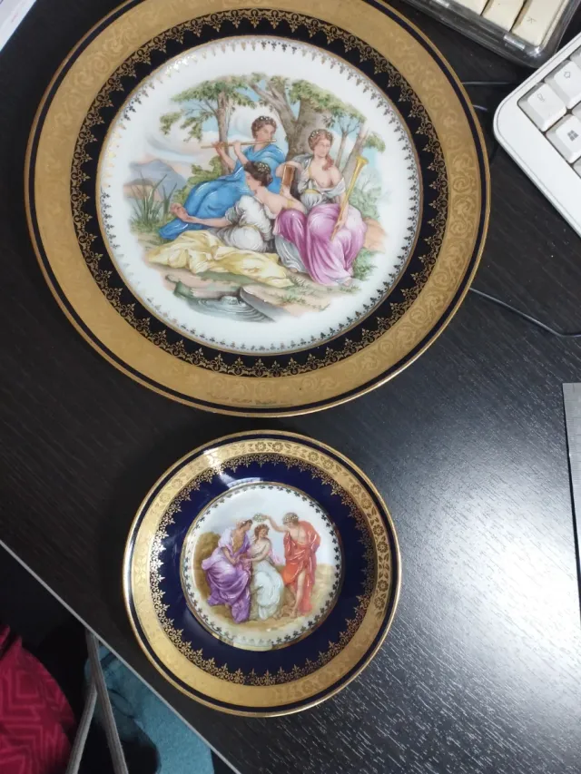 2 Platos Limoges Cerámica 25cm y 14cm