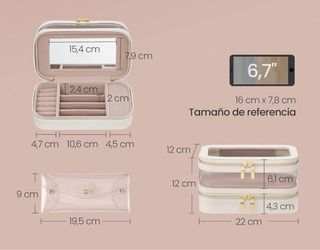 Neceser maquillaje con compartimento joyas