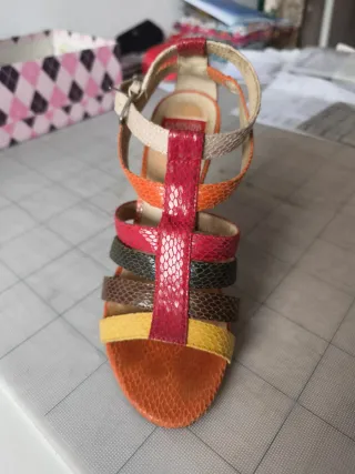 Sandalias Verano Tacón Alto Multicolor