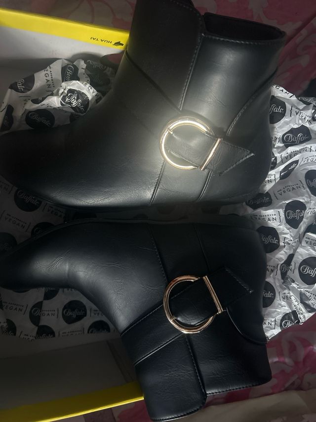 Botines Buffalo Negros Mujer