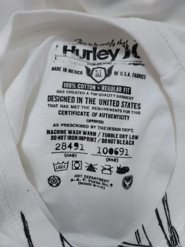 Camiseta Hurley Blanca Talla M