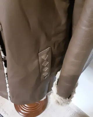 Giacca vintage in pelle vintage beige/marrone