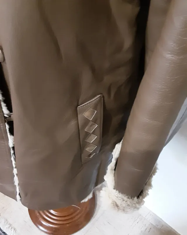 Giacca vintage in pelle vintage beige/marrone