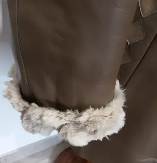 Giacca vintage in pelle vintage beige/marrone