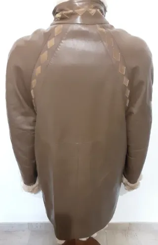 Giacca vintage in pelle vintage beige/marrone