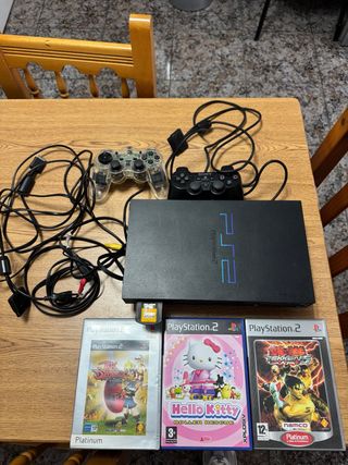 Consola PlayStation 2 Negra + 2 mandos