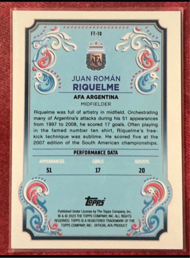 Cromo Topps Fileteado Juan Román Riquelme
