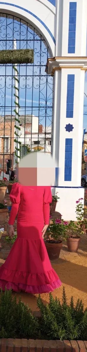 Traje de flamenca rosa fucsia talla 14