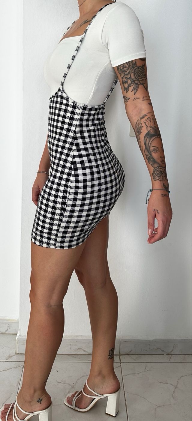 Vestido cuadros blanco y negro Talla S