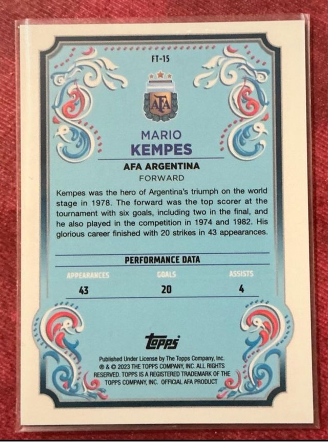 Cromo Topps Fileteado Mario Kempes