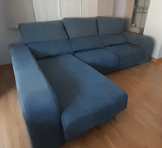 Sofá chaise longue azul tela