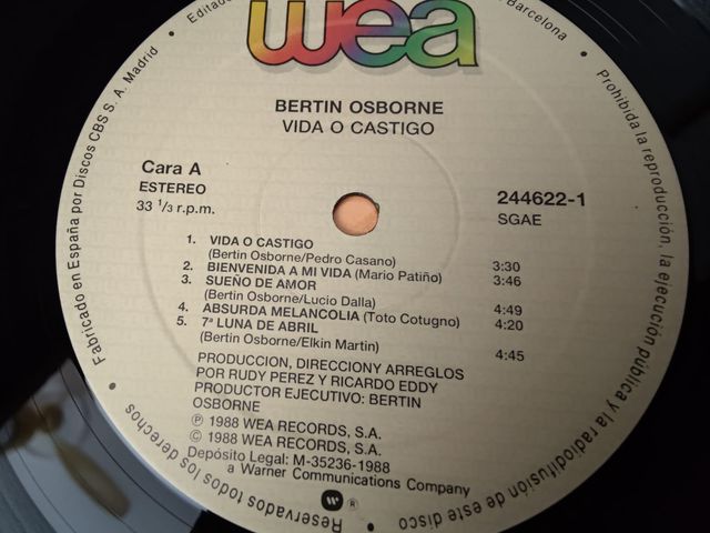 Vinilo Bertin Osborne - Vida o Castigo