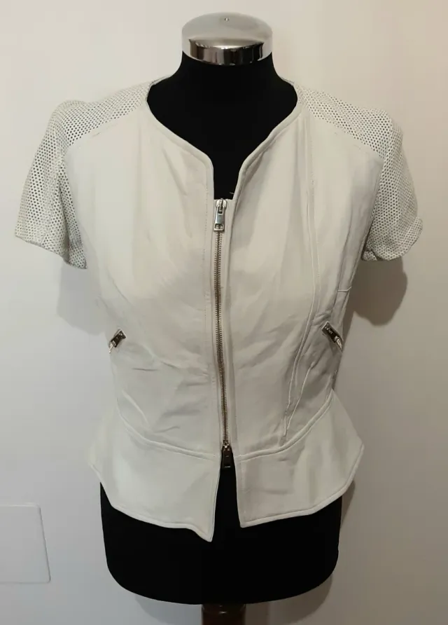 Giacca pelle Atos Lombardini bianca