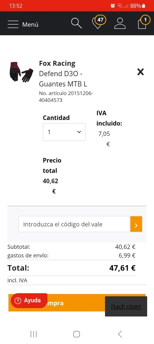 Guantes mtb Fox Defend D3O