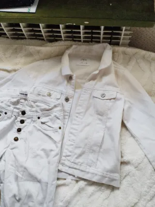 Conjunto Chaqueta y Pantalón Vaquero Blanco
