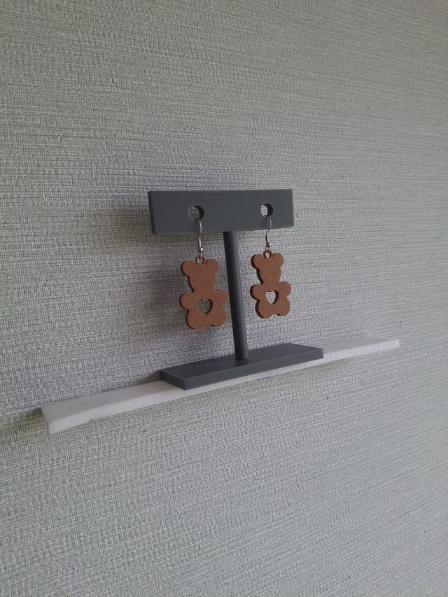 Pendientes Oso Corazón Artesanales Marrones