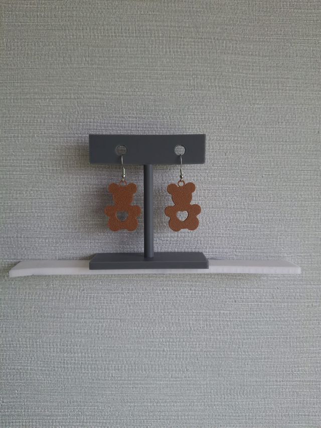 Pendientes Oso Corazón Artesanales Marrones