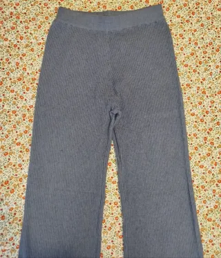 Pantalón de punto azul mujer