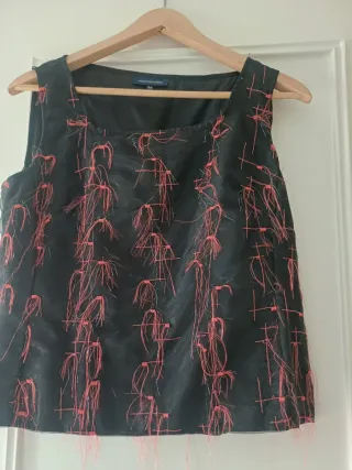 Top Adolfo Dominguez Negro y Rosa Talla M