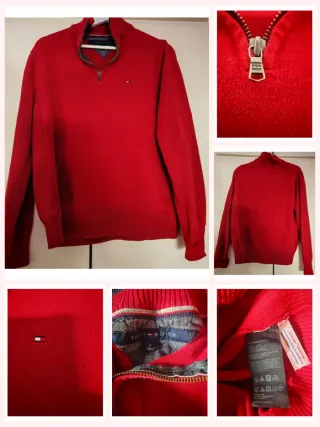 Jersey Tommy Hilfiger Media Cremallera Rojo M