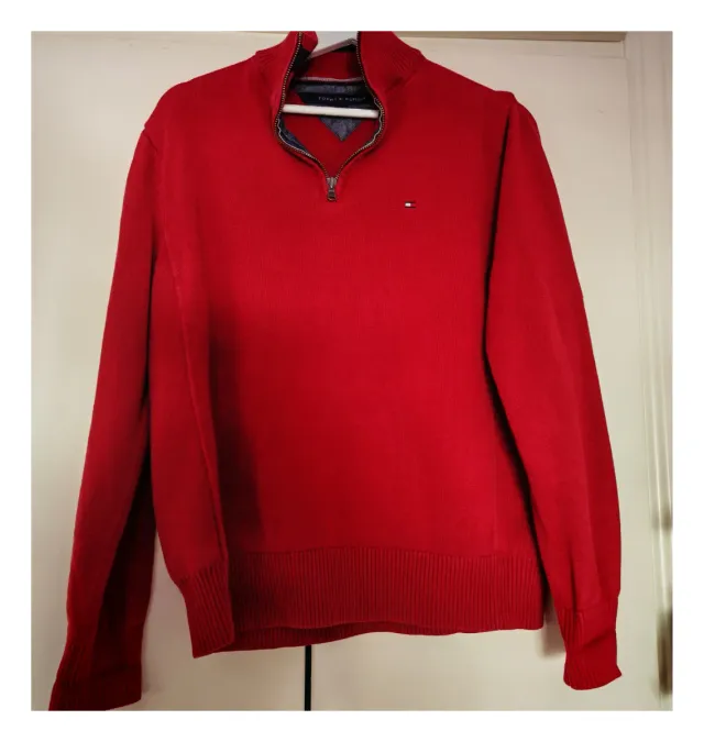 Jersey Tommy Hilfiger Media Cremallera Rojo M
