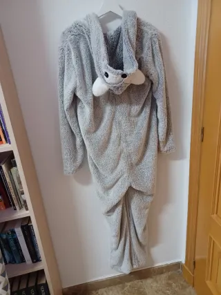 Mono pijama entero mujer gris y blanco