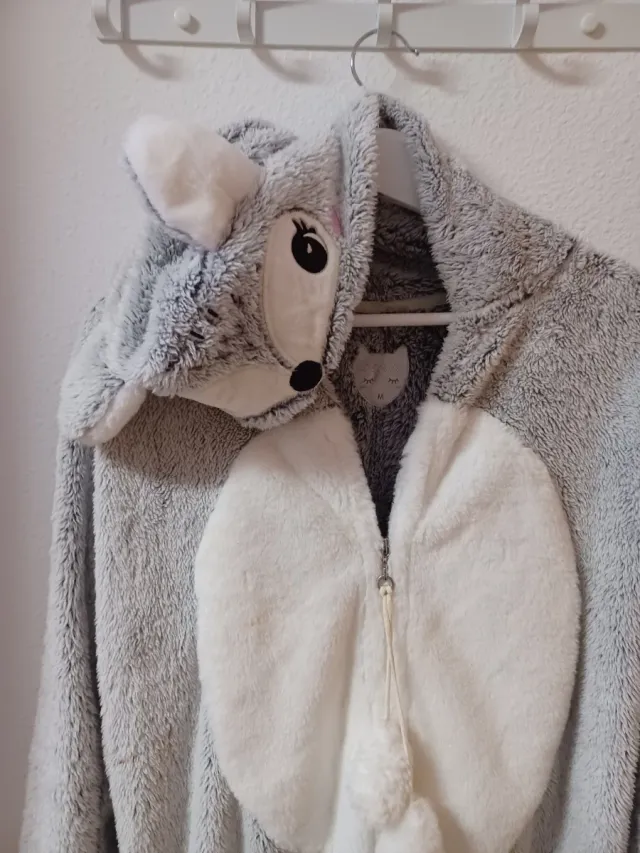 Mono pijama entero mujer gris y blanco