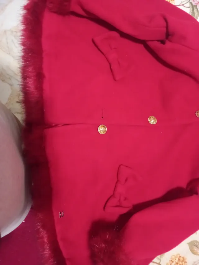 Cappotto bambina rosso con pelliccia 7 8 anni