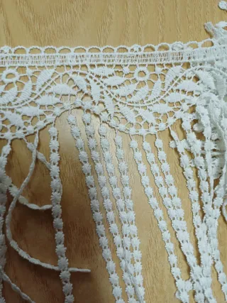 2,1/2de encaje guipur con flecos=12€
Maria G