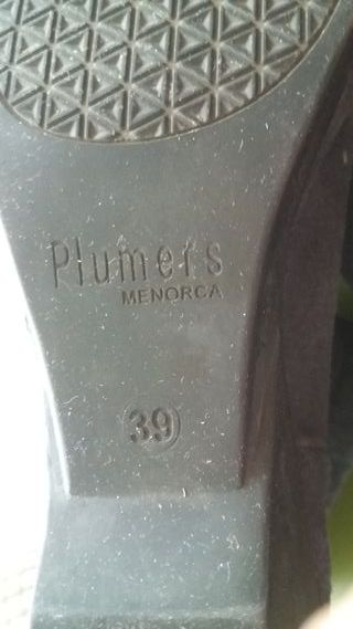 Botines Plumers. Tacón cuña. Piel Ante Azul. T-39