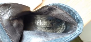 Botines Plumers. Tacón cuña. Piel Ante Azul. T-39