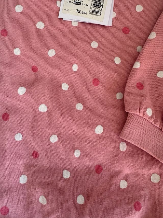 Sudadera niña lunares rosa talla 18-24m nueva