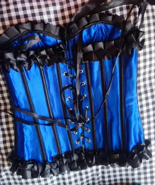 Corset azul y negro con cordones