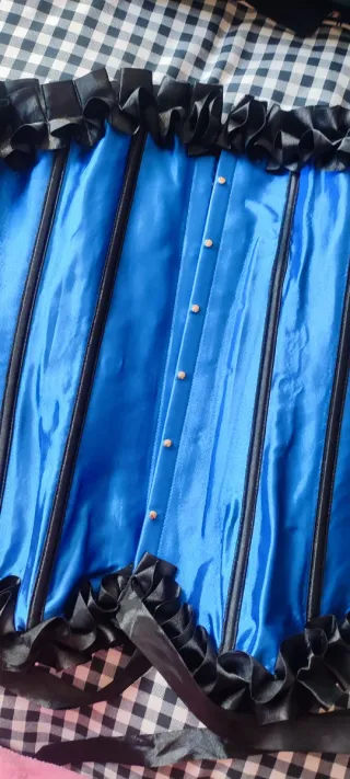 Corset azul y negro con cordones