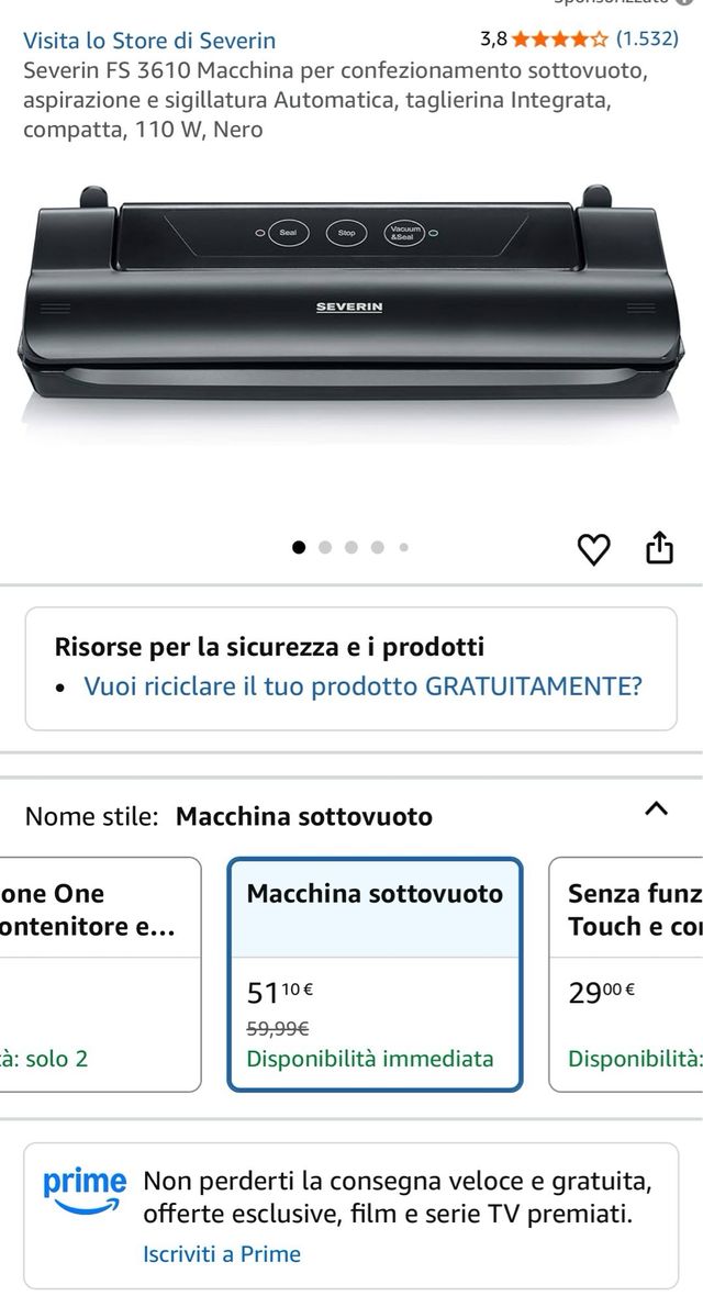 Macchina Sottovuoto SEVERIN