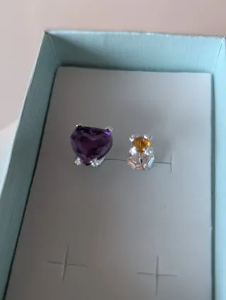 Pendientes corazón morado y naranja