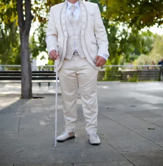 Traje de Novio Impulsó Moda Beige/Plata