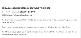 Pala Tenis de Mesa BRIBAR ALLROUND PROFESSIONAL