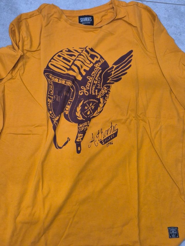 Camiseta Sixvalves Talla L Estampado Motero