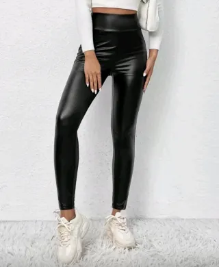 Leggings efecto piel negros mujer Talla XL