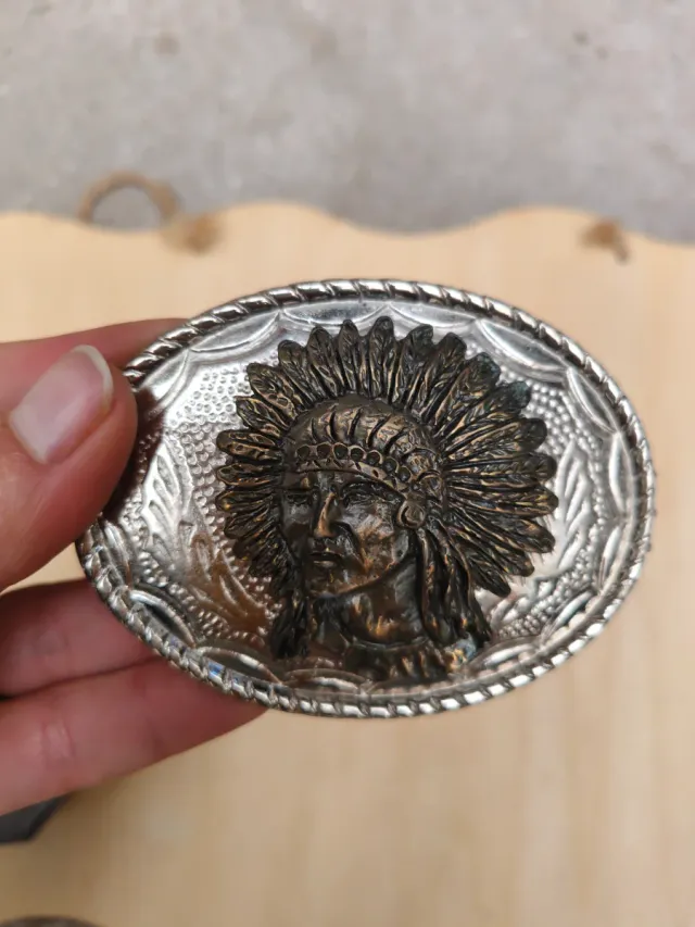 Hebilla Cinturón Jefe Nativo Indio