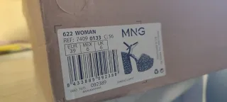 Sandalias Mango Talla 39 Azul y Dorado.