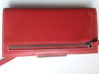 Billetero/Monedero de piel granate/rojo y marrón