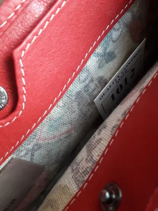 Billetero/Monedero de piel granate/rojo y marrón