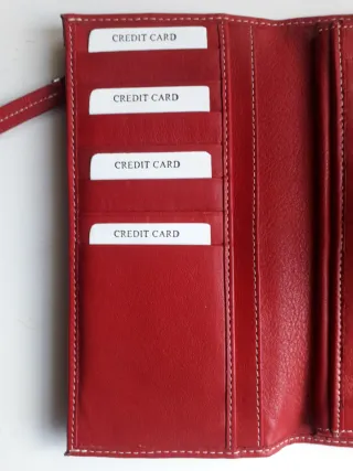 Billetero/Monedero de piel granate/rojo y marrón