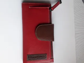 Billetero/Monedero de piel granate/rojo y marrón